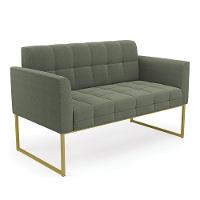 Namoradeira E 2 Poltronas Industrial Dourado Elisa Bouclê D03 - D?rossi Cor Verde Pistache - 6