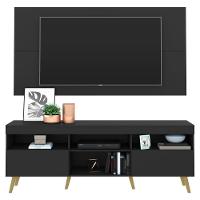 Rack Com Painel Tv 65" Retrô Flórida Multimóveis V3133 Preto/Natural Preto/Natural - 1