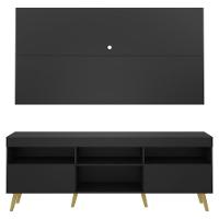 Rack Com Painel Tv 65" Retrô Flórida Multimóveis V3133 Preto/Natural Preto/Natural - 3