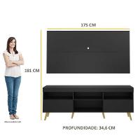 Rack Com Painel Tv 65" Retrô Flórida Multimóveis V3133 Preto/Natural Preto/Natural