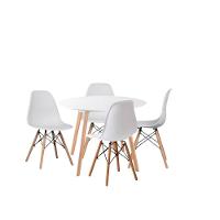 Conjunto Sala Jantar Morderna Mesa Leda 80cm E 4 Cadeiras Eiffel Eames Cor Branco - 2