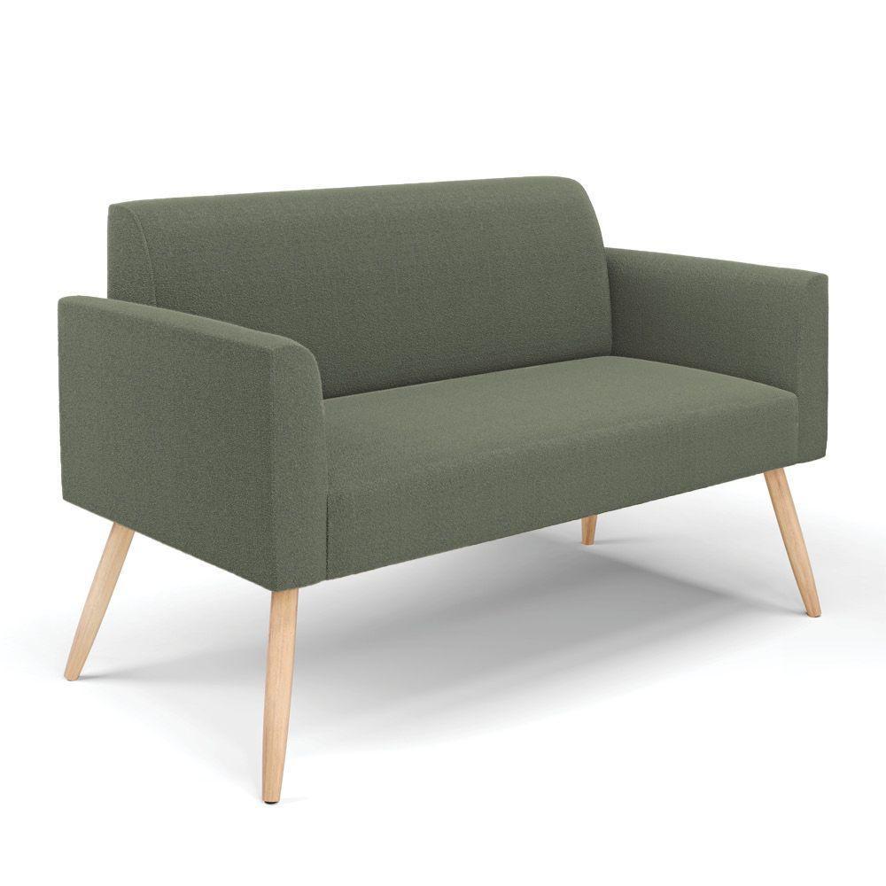 Sofá 2 Lugares Namoradeira Pé Palito Natural Marisa Bouclê Pistache D03 - D'rossi - 1