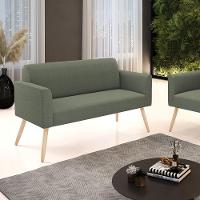 Sofá 2 Lugares Namoradeira Pé Palito Natural Marisa Bouclê Pistache D03 - D'rossi - 2