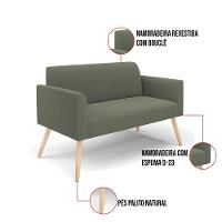 Sofá 2 Lugares Namoradeira Pé Palito Natural Marisa Bouclê Pistache D03 - D'rossi - 3