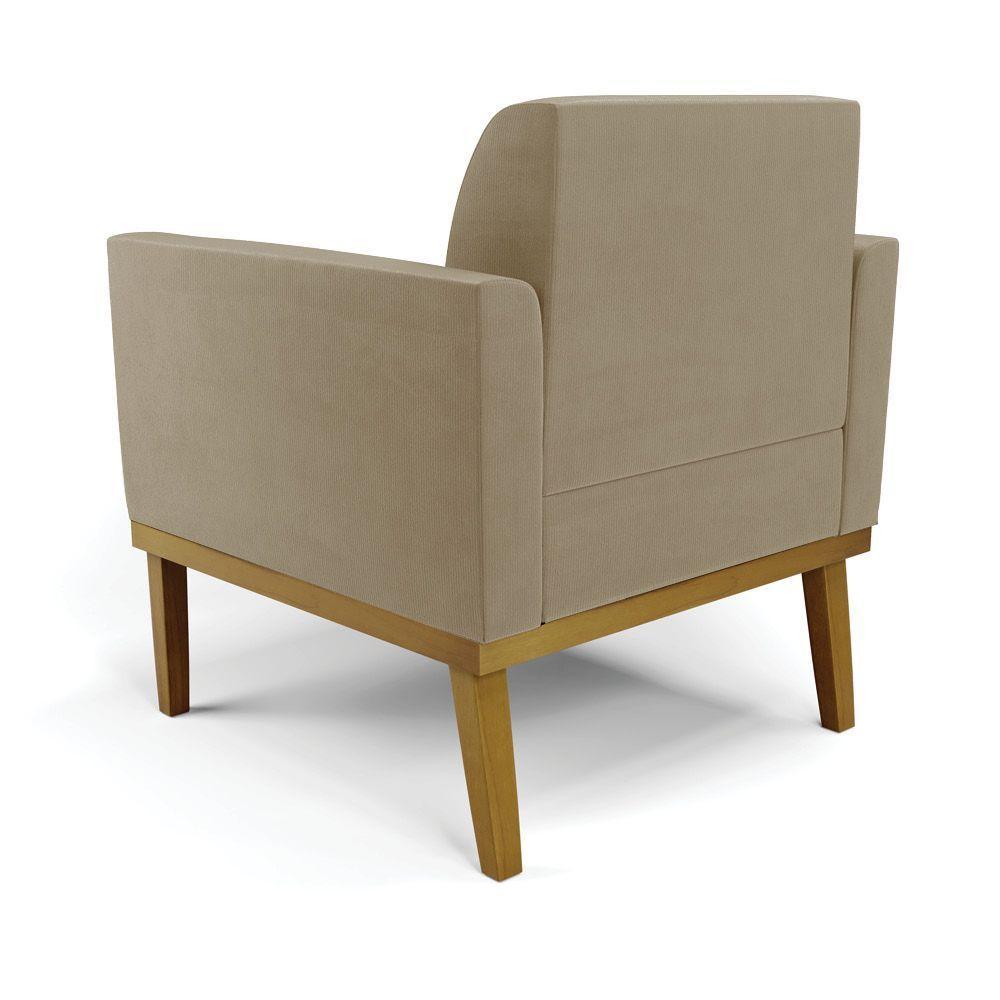 Sofá Namoradeira Com 2 Poltronas Base De Madeira Fixa Castanho Marisa Suede D03 - D?rossi Cor Marrom Rato - 2