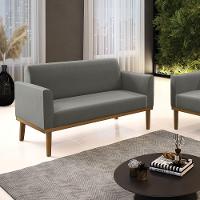 Sofá Namoradeira Base De Madeira Fixa Castanho Marisa Suede D03 - D?rossi Cor Grafite - 2