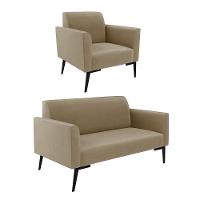 Sofá Namoradeira Com Poltrona Pés Villach Marisa Suede Marrom Rato D03 - D?rossi - 1