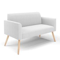 Sofá 2 Lugares Namoradeira Pé Palito Natural Marisa Bouclê Off White D03 - D'rossi - 1
