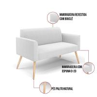 Sofá 2 Lugares Namoradeira Pé Palito Natural Marisa Bouclê Off White D03 - D'rossi - 3