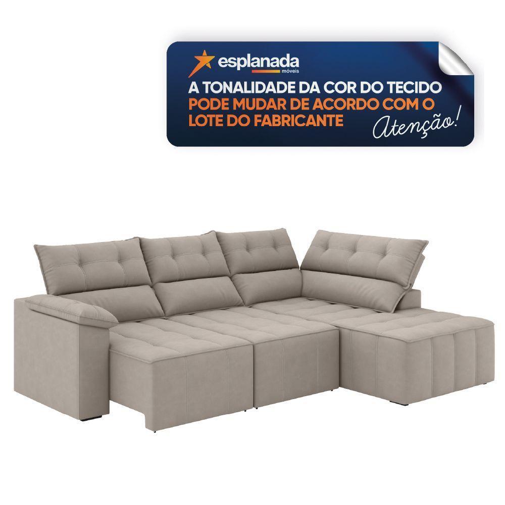 Sofá De Canto Retrátil E Reclinável 4 Lugares Santorini Veludo Luizzi Cappuccino - 5