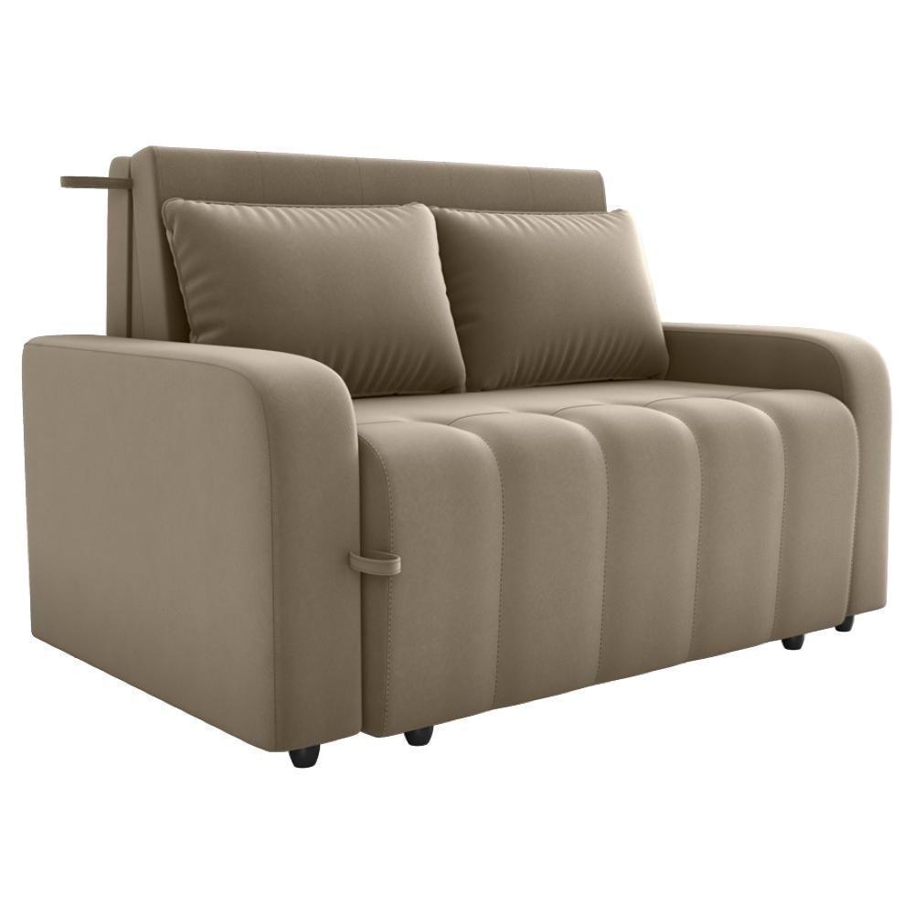 Sofa Cama 2 Lugares 138 Cm Amora Veludo Maserati Milani Store Marrom Claro - 1