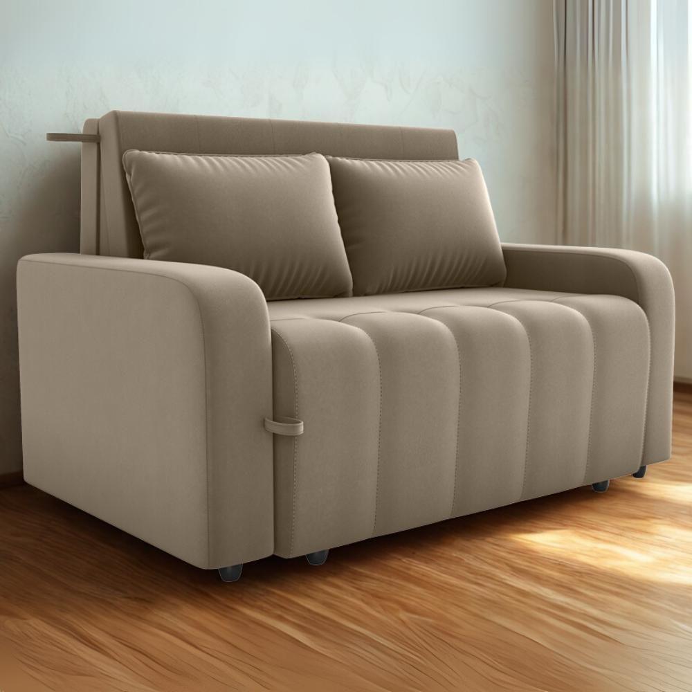 Sofa Cama 2 Lugares 138 Cm Amora Veludo Maserati Milani Store Marrom Claro - 2
