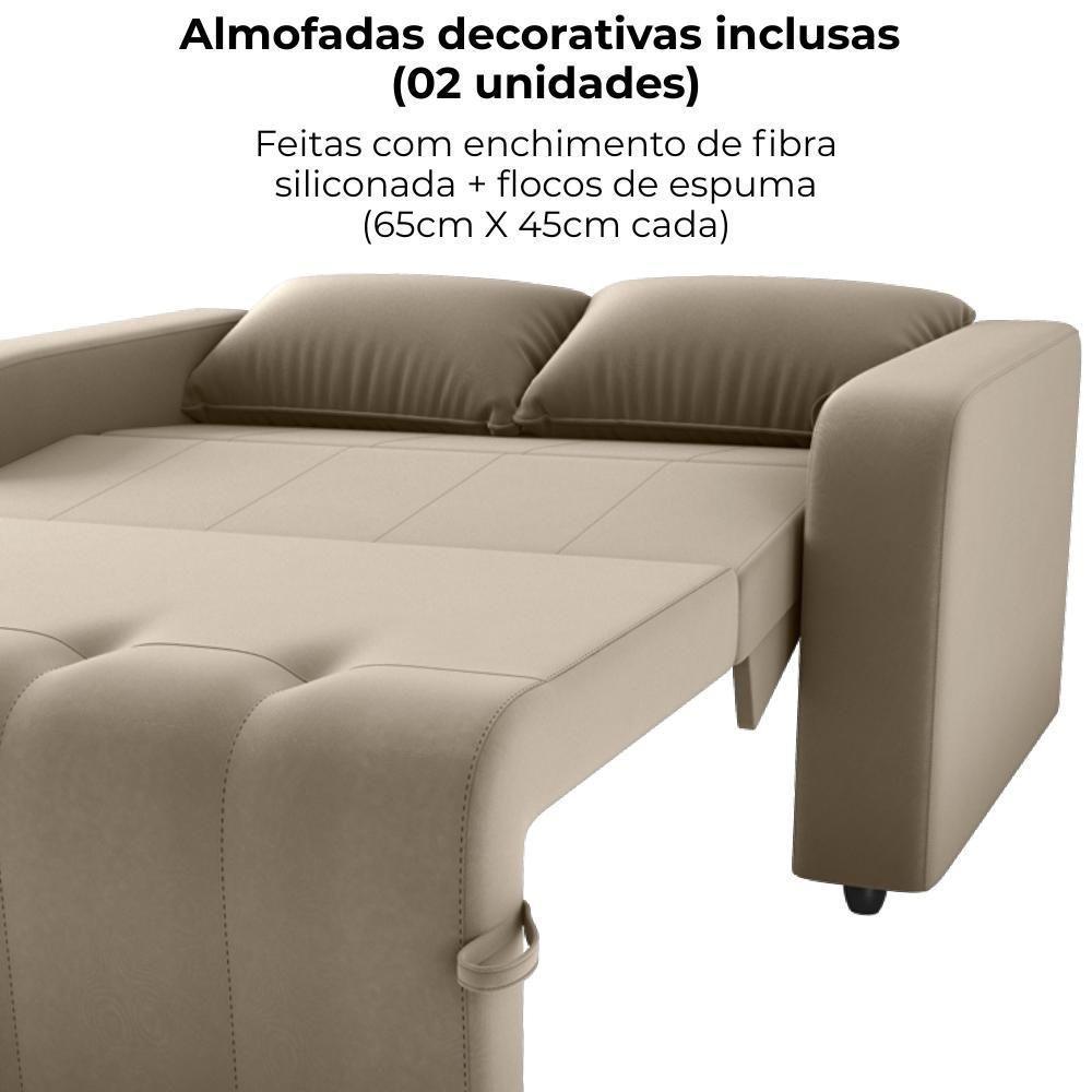 Sofa Cama 2 Lugares 138 Cm Amora Veludo Maserati Milani Store Marrom Claro - 5