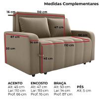 Sofa Cama 2 Lugares 138 Cm Amora Veludo Maserati Milani Store Marrom Claro