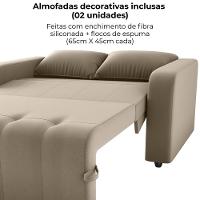Sofa Cama 2 Lugares 138 Cm Amora Veludo Maserati Milani Store Marrom Claro - 5