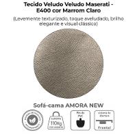 Sofa Cama 2 Lugares 138 Cm Amora Veludo Maserati Milani Store Marrom Claro - 6