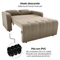 Sofa Cama 2 Lugares 138 Cm Amora Veludo Maserati Milani Store Marrom Claro - 7