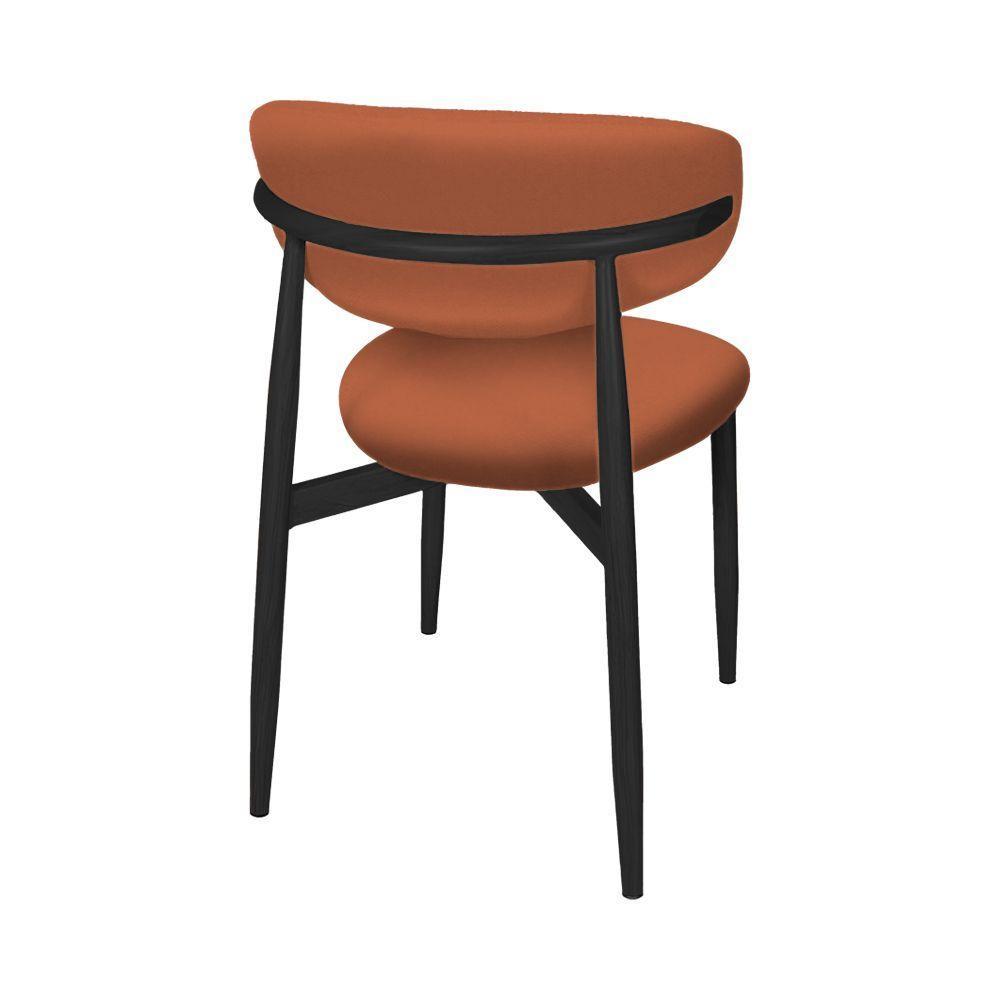 Kit 2 Cadeiras De Jantar Lucy Estrutura Aço Carbono Laminado Preto Com Estofado Poliuretano Caramelo - 5