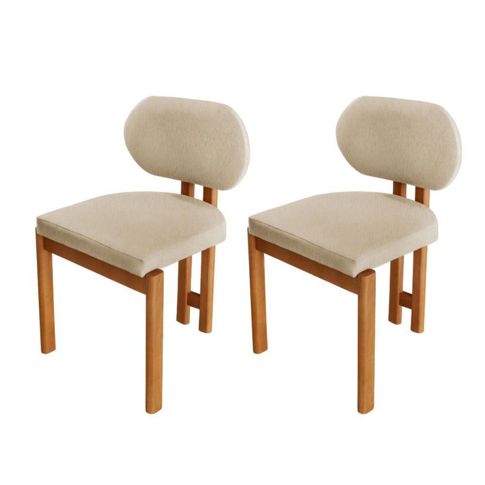 Conjunto Com 2 Cadeiras Madeira Nala Linho Off/Imbuia Nat. - 1