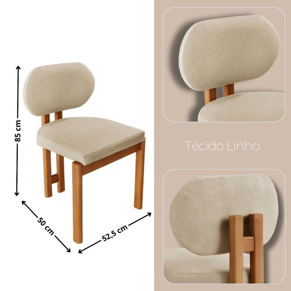 Conjunto Com 2 Cadeiras Madeira Nala Linho Off/Imbuia Nat. - 2