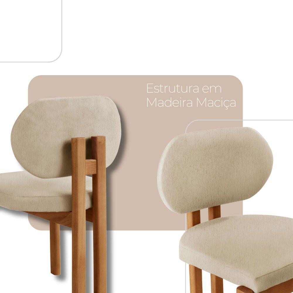 Conjunto Com 2 Cadeiras Madeira Nala Linho Off/Imbuia Nat. - 3