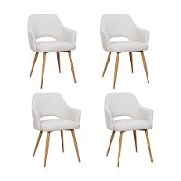 Kit 4 Cadeiras De Jantar Dakota Estrutura Aço Carbono Laminado Natural Com Estofado Linho Cru - 1