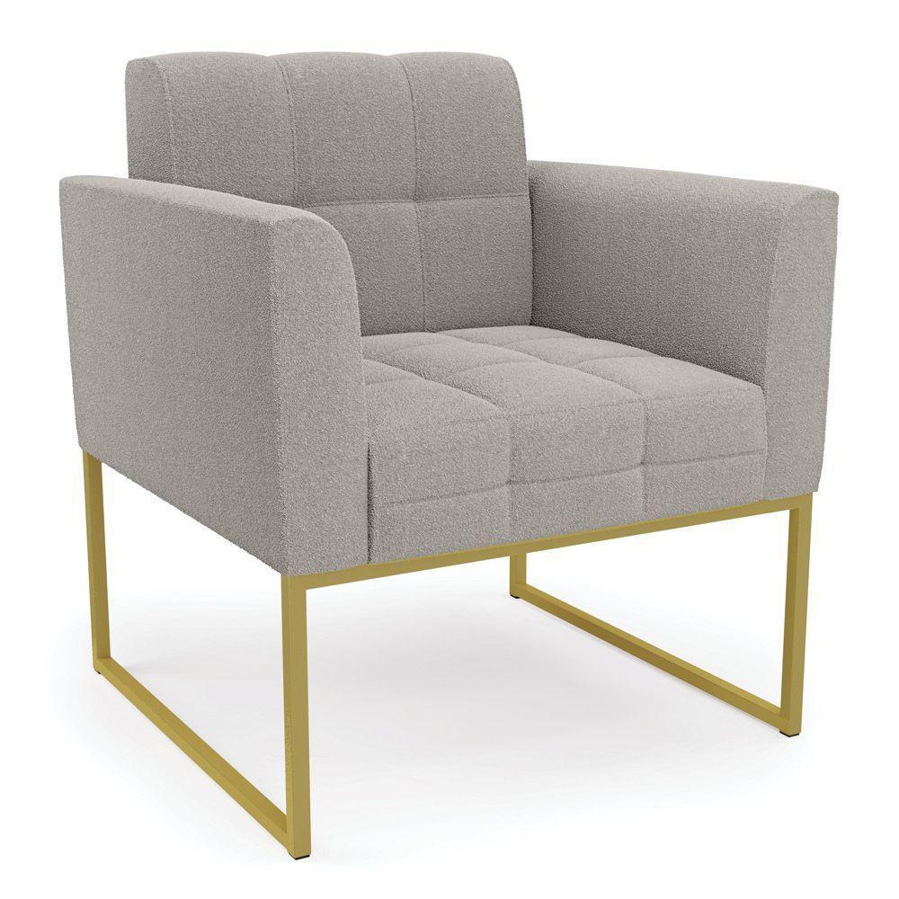 Namoradeira E 2 Poltronas Industrial Dourado Elisa Bouclê D03 - D?rossi Cor Cinza - 6