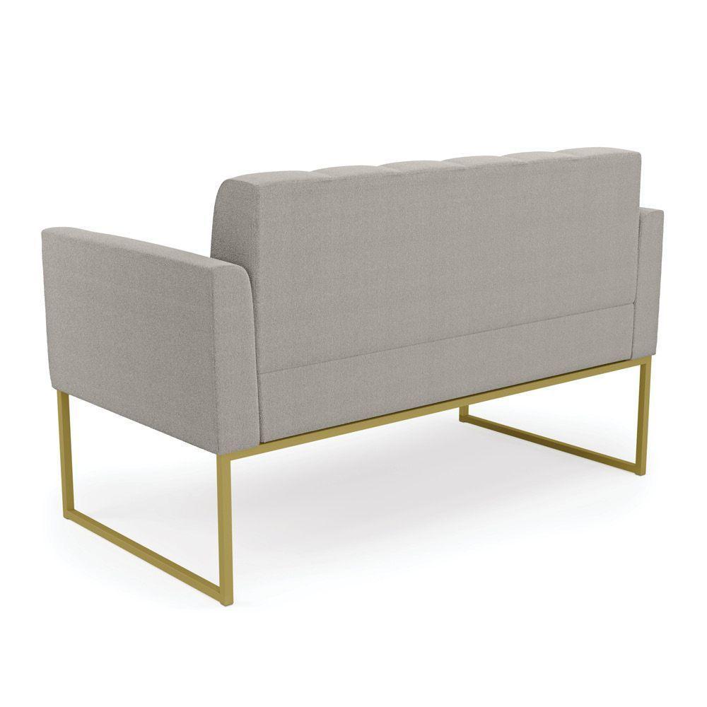 Namoradeira E 2 Poltronas Industrial Dourado Elisa Bouclê D03 - D?rossi Cor Cinza - 8