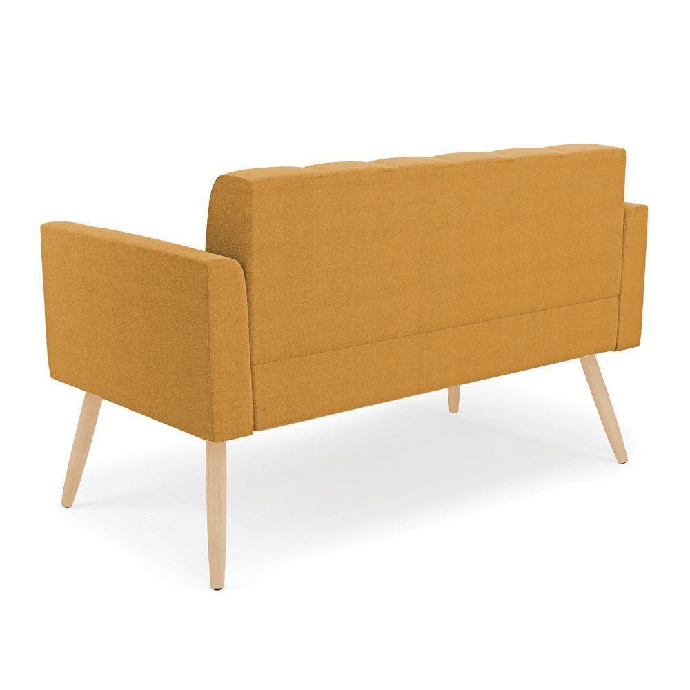 Sofá Namoradeira 2 Lugares Pé Palito Natural Elisa Bouclê D03 - D?rossi Cor Mostarda - 4