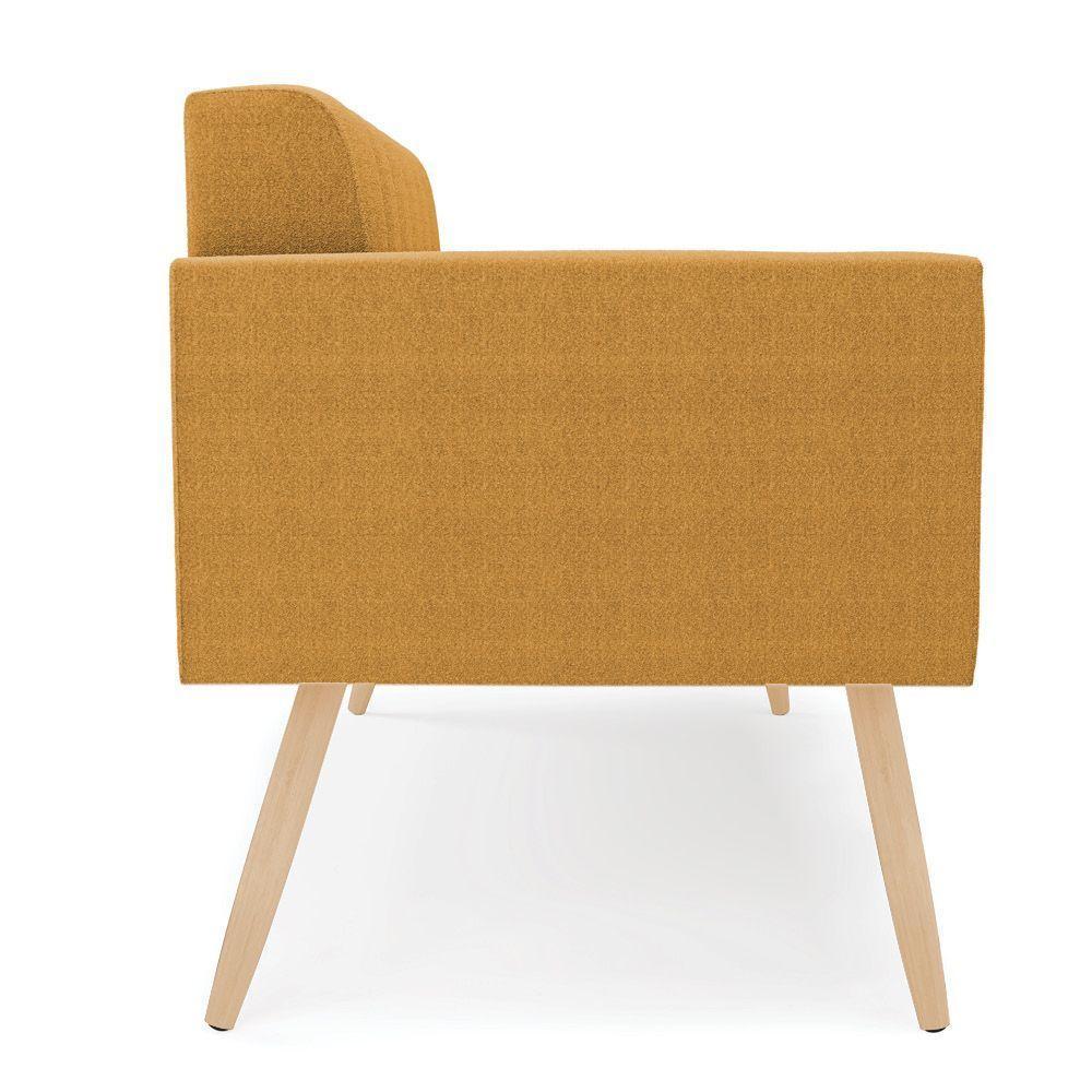 Sofá Namoradeira 2 Lugares Pé Palito Natural Elisa Bouclê D03 - D?rossi Cor Mostarda - 7