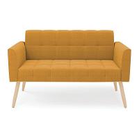 Sofá Namoradeira 2 Lugares Pé Palito Natural Elisa Bouclê D03 - D?rossi Cor Mostarda - 6