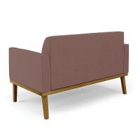 Sofá Namoradeira Base De Madeira Fixa Castanho Marisa Veludo D03 - D?rossi Cor Rose