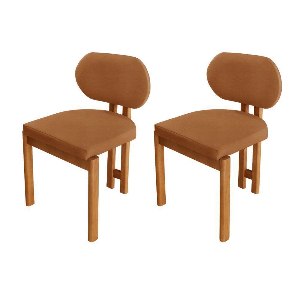 Conjunto Com 2 Cadeiras Madeira Nala Star Caramelo/Imbuia Nat. - 1