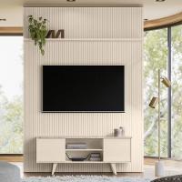 Conjunto New Horizonte Painel Com Prateleira Aparador Rack Calacata/off-white - 1