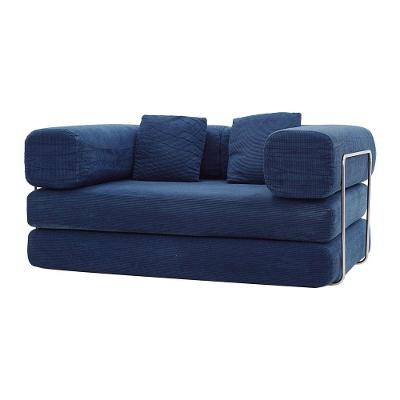 Sofá Cama Bloom Retrátil E Modular Bouclê Design Moderno Azul Marinho