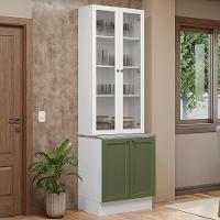 Kit Balcão + Cristaleira 70 Cm Vik Madesa 02 Branco/verde/branco - 1