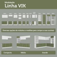 Kit Balcão + Cristaleira 70 Cm Vik Madesa 02 Branco/verde/branco