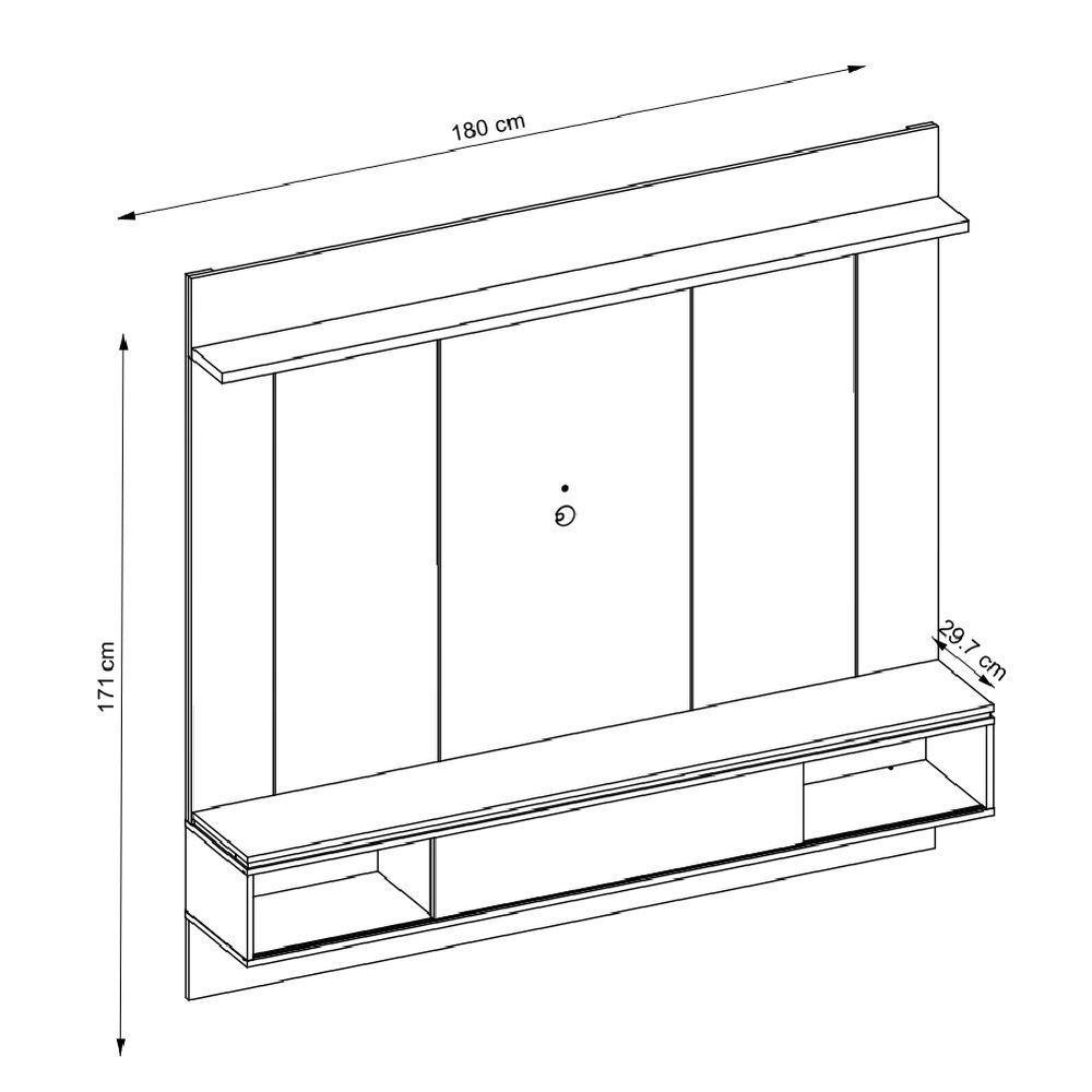 Painel Para TV Até 65 Polegadas Ripado Impressão 3D Com Nicho Viena Madeirado/Off White Caemmun - 4
