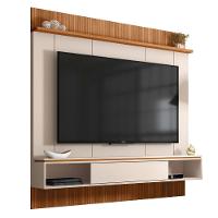 Painel Para TV Até 65 Polegadas Ripado Impressão 3D Com Nicho Viena Madeirado/Off White Caemmun - 1