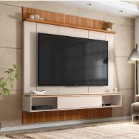 Painel Para TV Até 65 Polegadas Ripado Impressão 3D Com Nicho Viena Madeirado/Off White Caemmun - 3