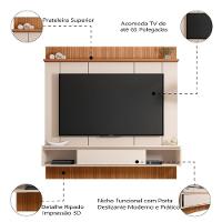Painel Para TV Até 65 Polegadas Ripado Impressão 3D Com Nicho Viena Madeirado/Off White Caemmun - 6