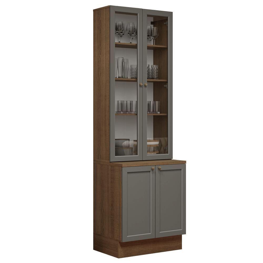 Kit Balcão + Cristaleira 70 Cm Vik Madesa 02 Rustic/cinza - 2