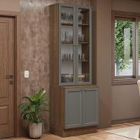 Kit Balcão + Cristaleira 70 Cm Vik Madesa 02 Rustic/cinza - 1