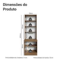 Kit Balcão + Cristaleira 70 Cm Vik Madesa 02 Rustic/cinza - 3