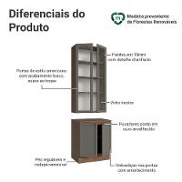 Kit Balcão + Cristaleira 70 Cm Vik Madesa 02 Rustic/cinza