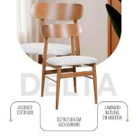 Kit 2 Cadeiras De Jantar Delta Estrutura Aço Carbono Laminado Natural Com Estofado Linho Cru - 3