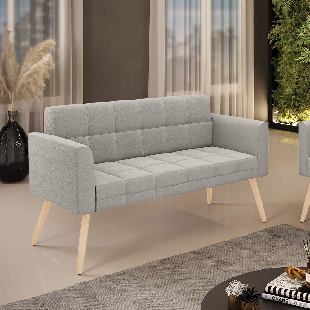 Sofá Namoradeira 2 Lugares Pé Palito Natural Elisa Bouclê D03 - D?rossi Cor Cinza - 5