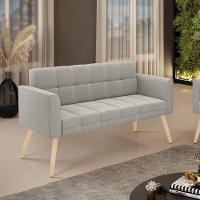 Sofá Namoradeira 2 Lugares Pé Palito Natural Elisa Bouclê D03 - D?rossi Cor Cinza - 5