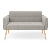 Sofá Namoradeira 2 Lugares Pé Palito Natural Elisa Bouclê D03 - D?rossi Cor Cinza - 6