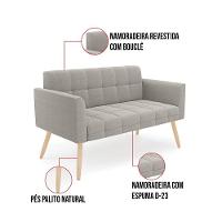 Sofá Namoradeira 2 Lugares Pé Palito Natural Elisa Bouclê D03 - D?rossi Cor Cinza - 7